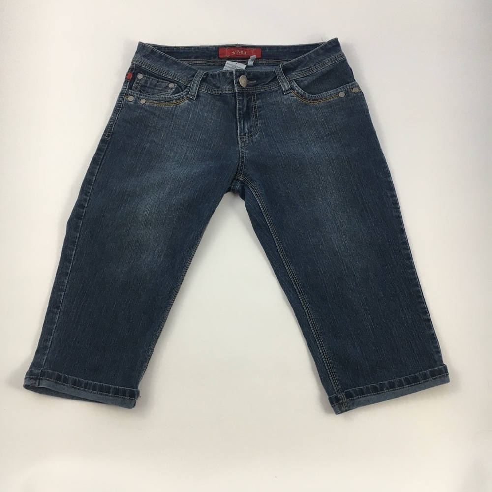 YMI High-Rise Denim Cuffed Bermuda Jean Shorts